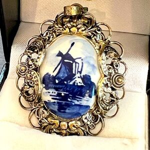 Vintage Silver Holland Delft pendant